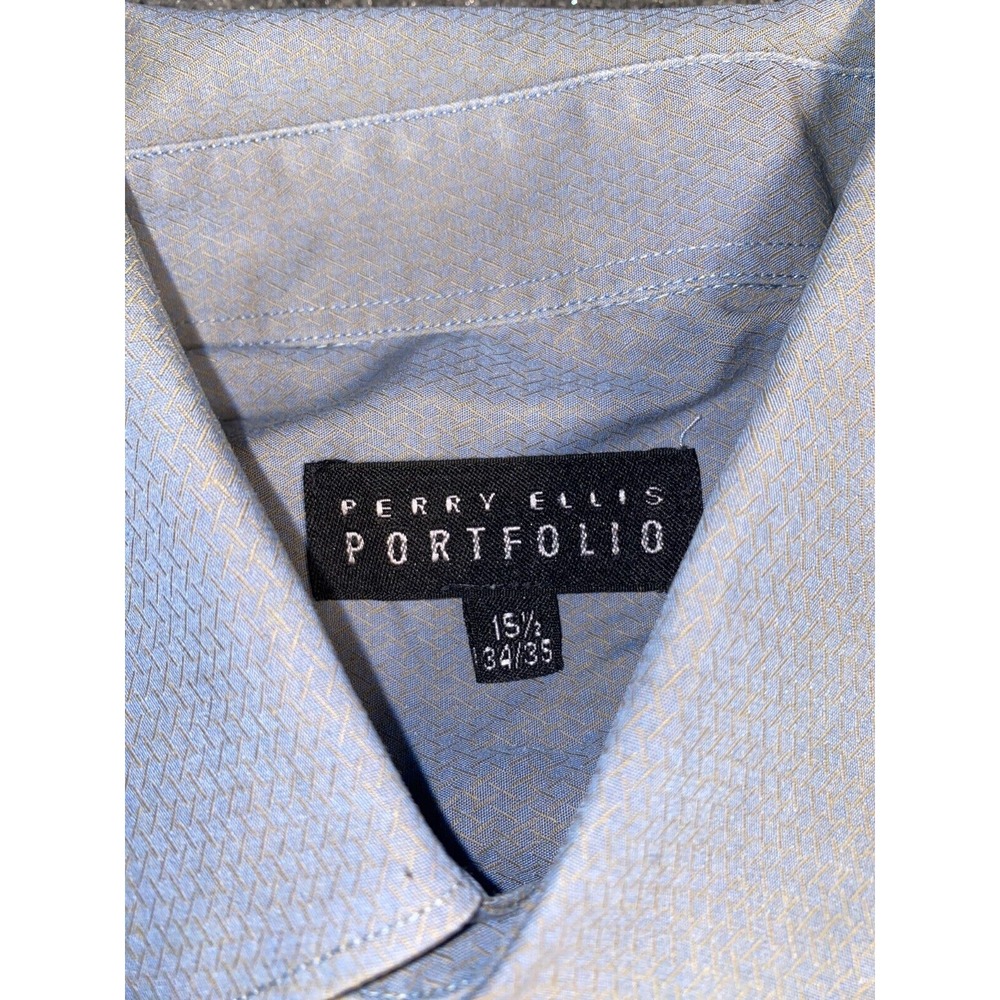 Perry Ellis Portfolio Dress Shirt Mens Size 15.5 blue gray - Picture 4 of 7